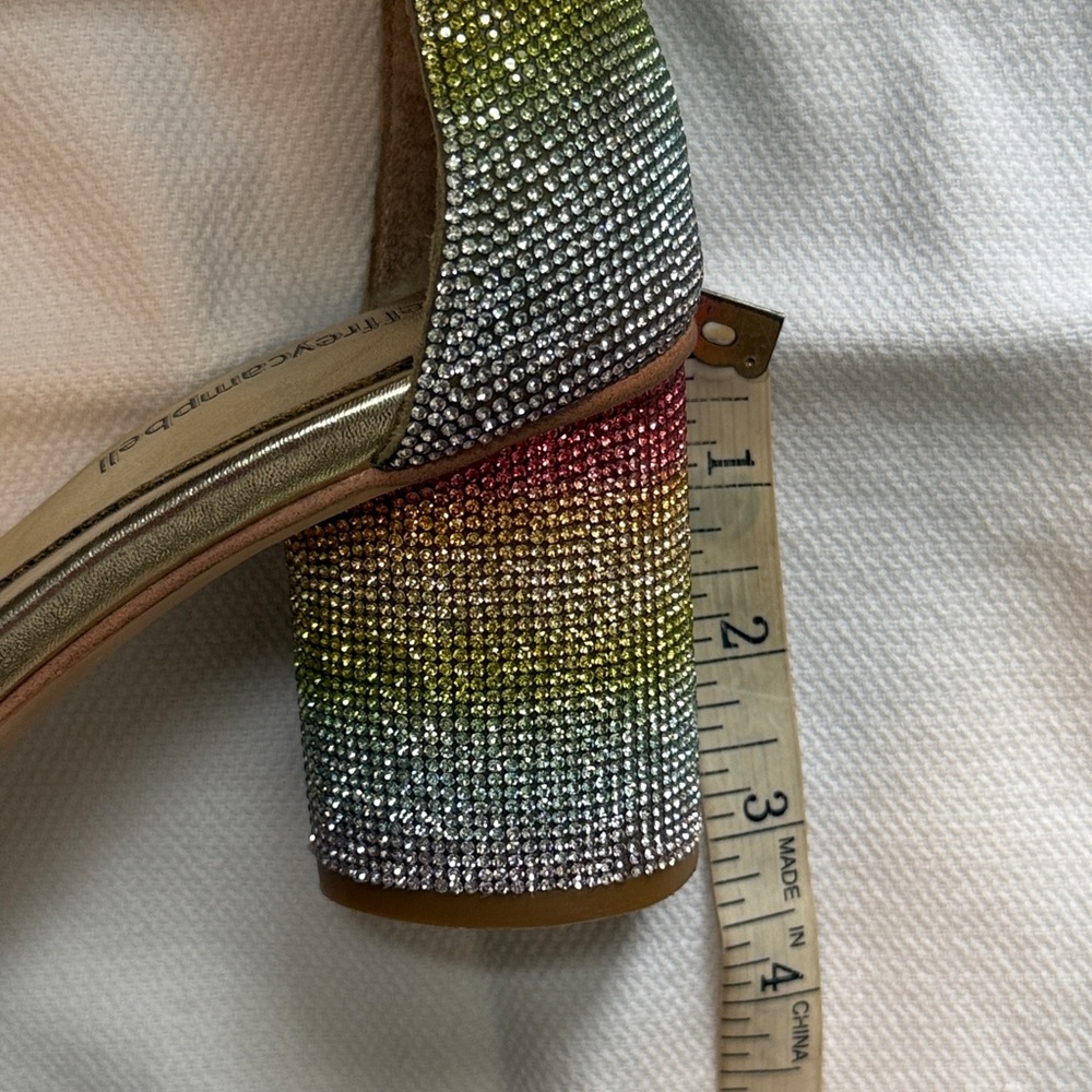 Jeffrey Campbell Laura Pastel Multi Crystal Block Heel Ankle Strap Shoes (8.5) - Picture 3 of 12